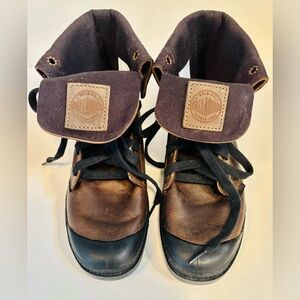 Palladium Baggy boot leather in brown and black colorway size 8